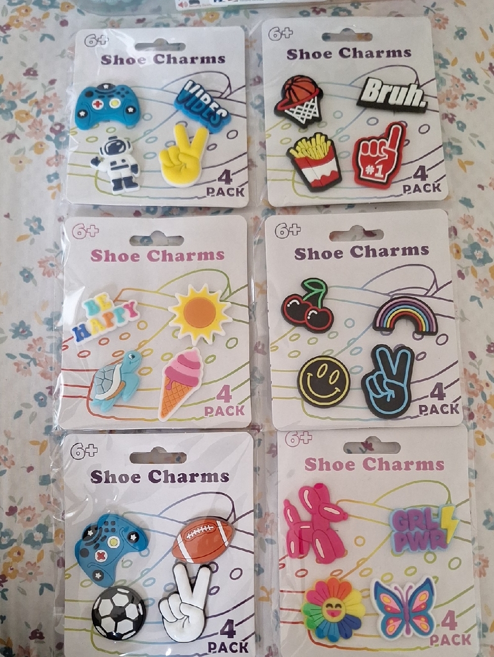 Shoe Charms 4-Pack with Fun Designs